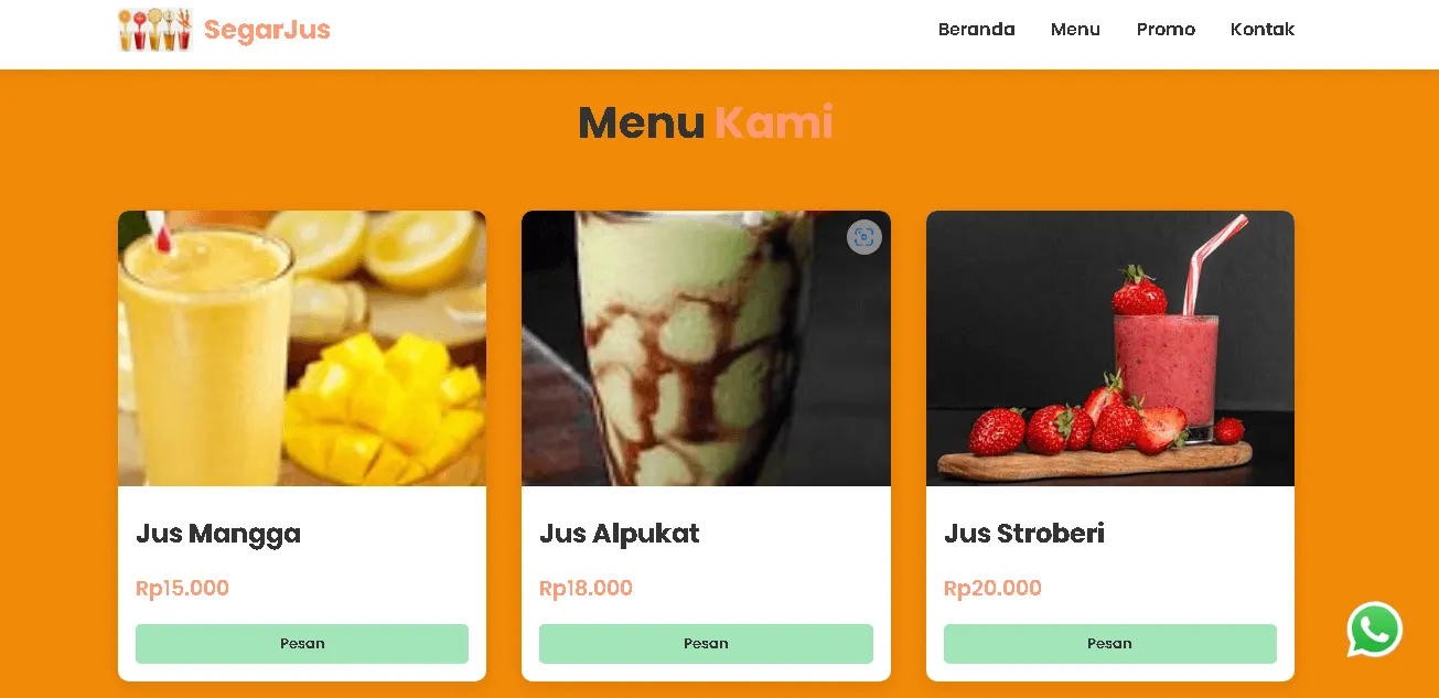 Contoh Website UMKM Jus Buah