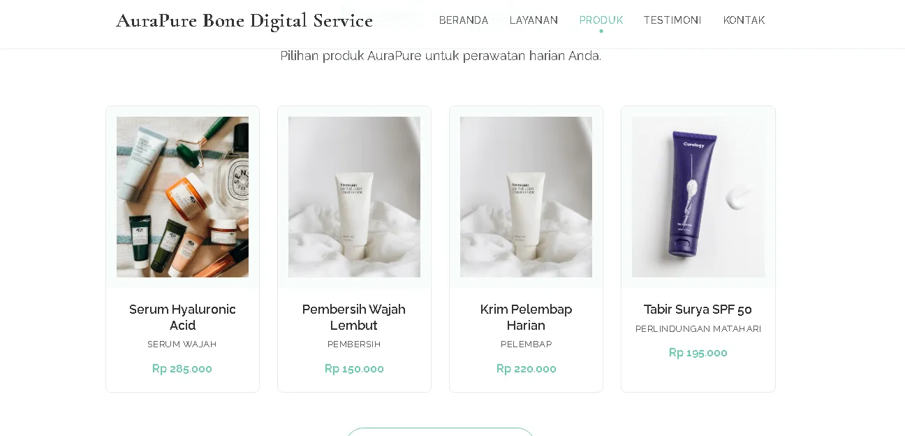 Contoh Website UMKM Skincare