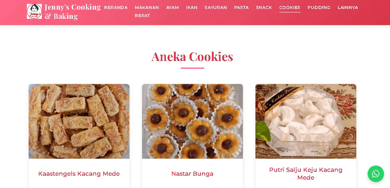 Contoh Website Jenny's Cooking & Baking
